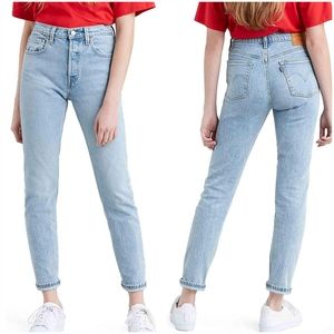 Levi's 501 S skinny button fly tango light wash blank red tab jeans 29W 28L